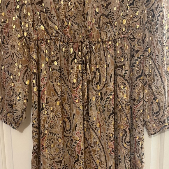 LOFT Gold and Brown Paisley Dress - Picture 4 of 5
